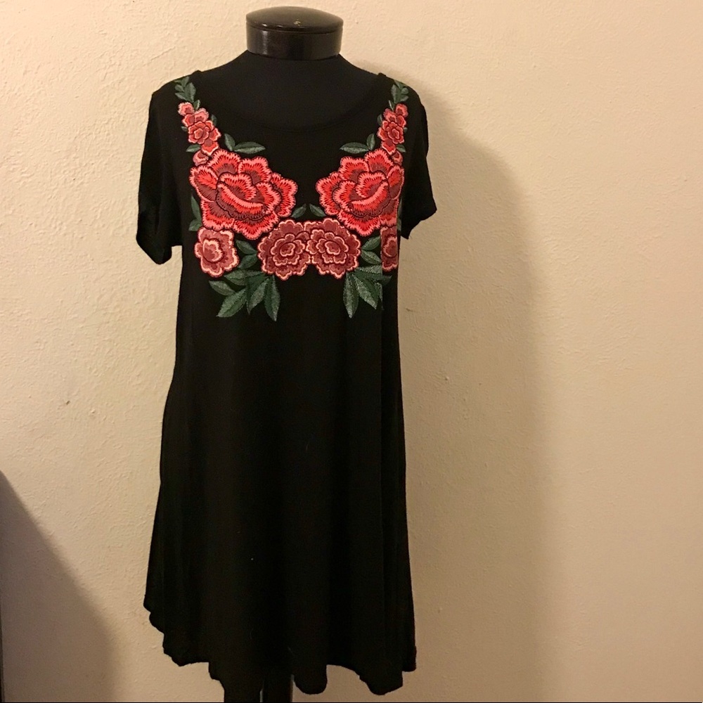 Black dress with roses